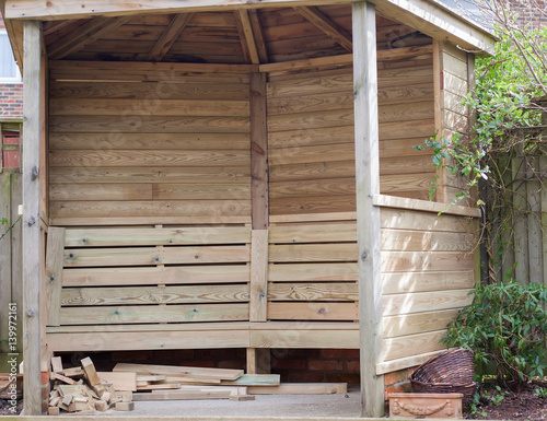 Building gazebo in the garden