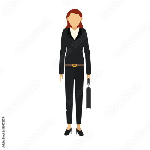 businesswoman wearing executive clothes over white background. colorful design. vector illustration