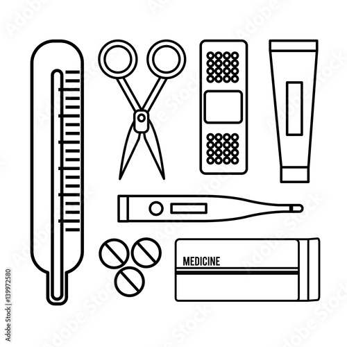 figure tethoscope with hospital tools icon photo