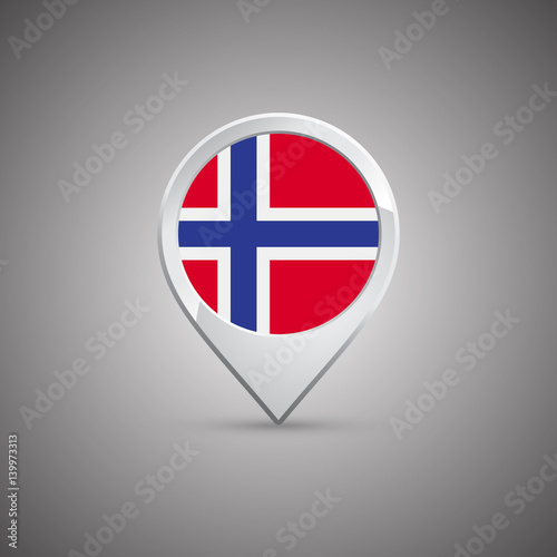 round location pin with flag of norway