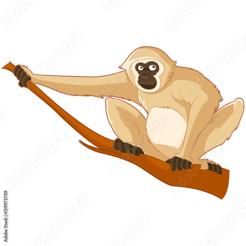 Cartoon smiling Gibbon