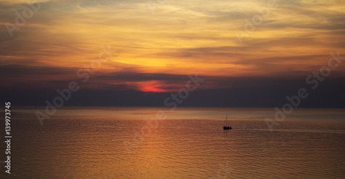 Sunset on the sea background