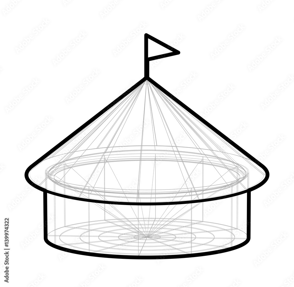 Vector circus tent in wireframe form