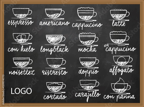Coffee menu Set of coffee menu hand drawn