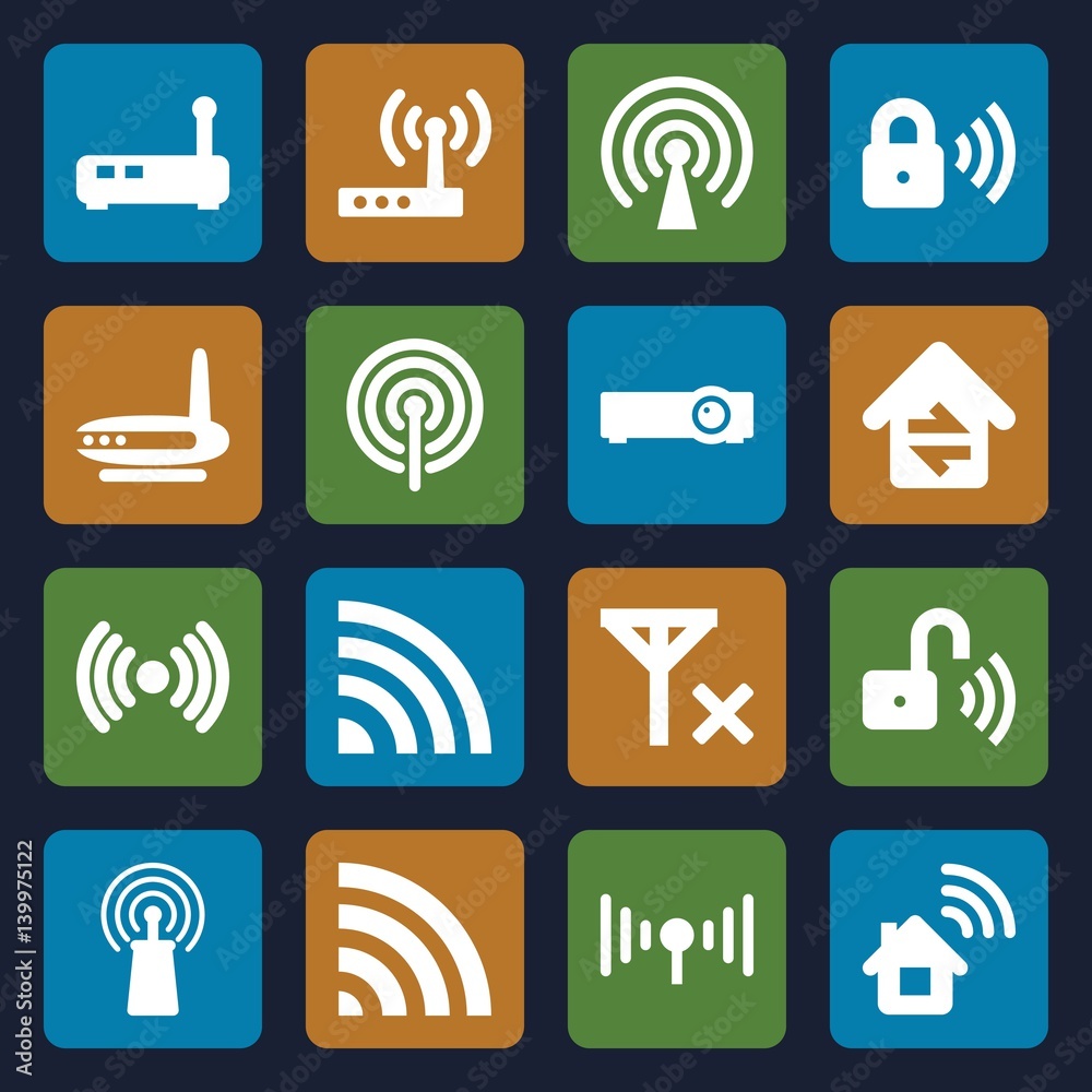 Set of 16 wifi filled icons