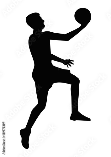Basketball player silhouette isolated on white background