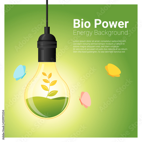 Energy concept background with bio energy in light bulb , vector , illustration