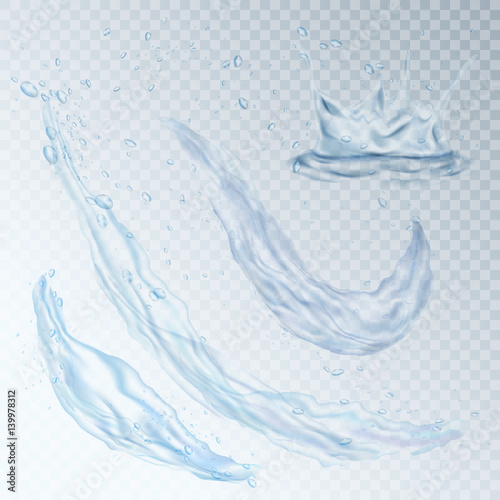 Water design element drops splash wave vector illustration