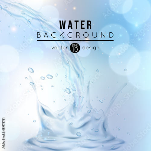 Blue water splash background, vector illustration