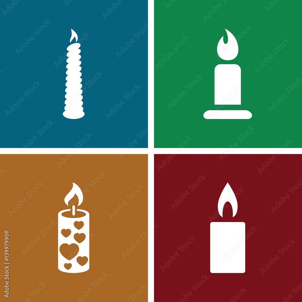 Set of 4 glowing filled icons Set of 4 glowing filled icons