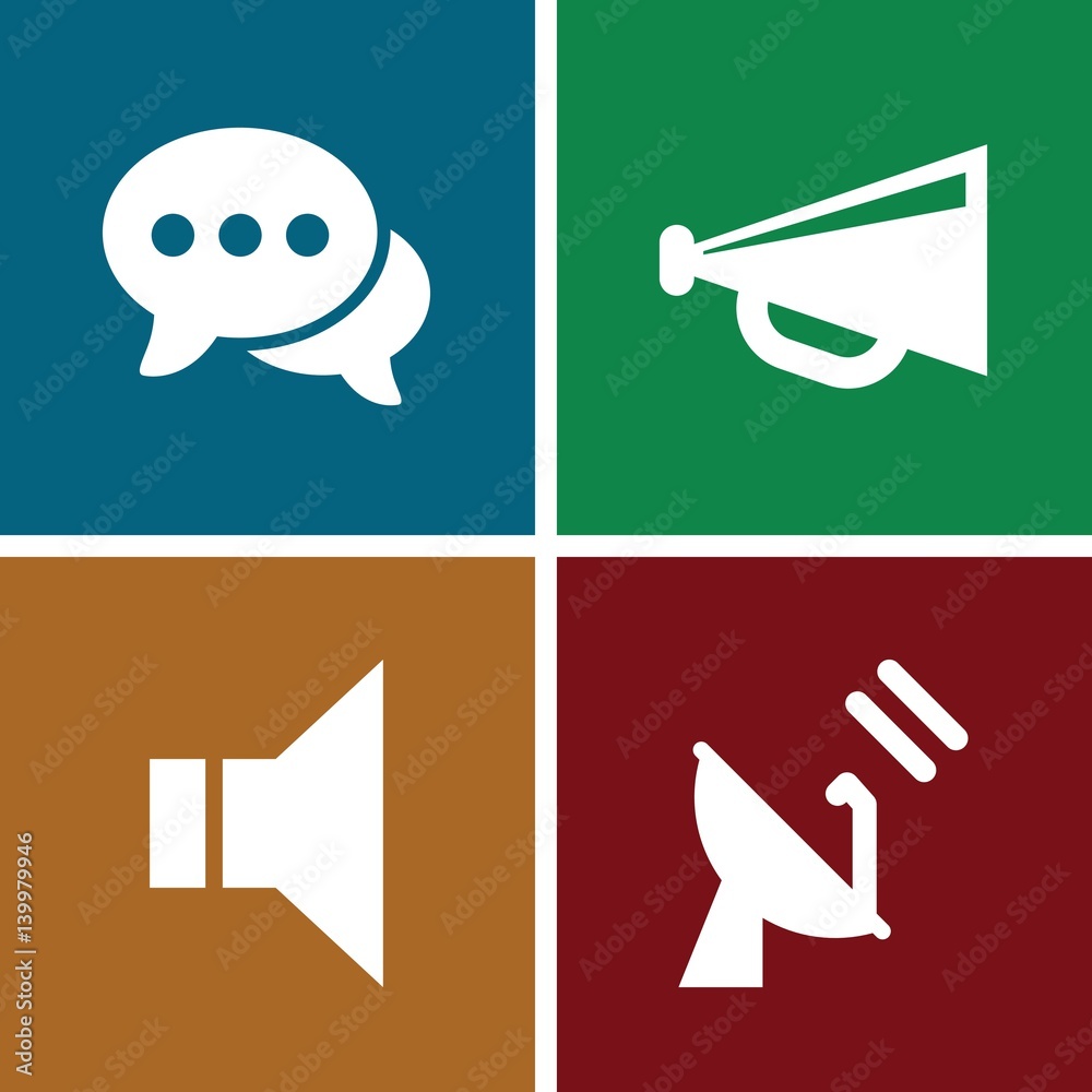 Set of 4 communicate filled icons Set of 4 communicate filled icons