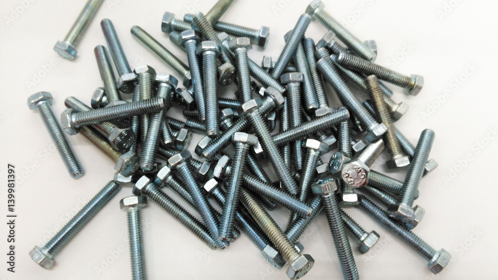 Steel screws white background. Steel screws white background.