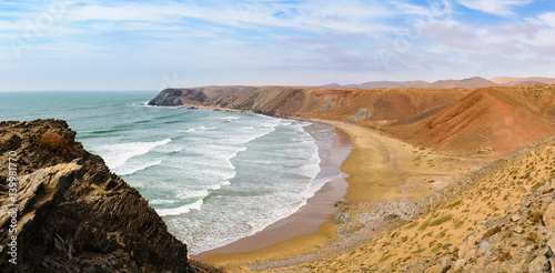 Rough colorful coastline, Atlantic, Morocco
