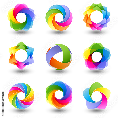 Set of abstract round vector design element, Sphere Icons, Isolated On White Background