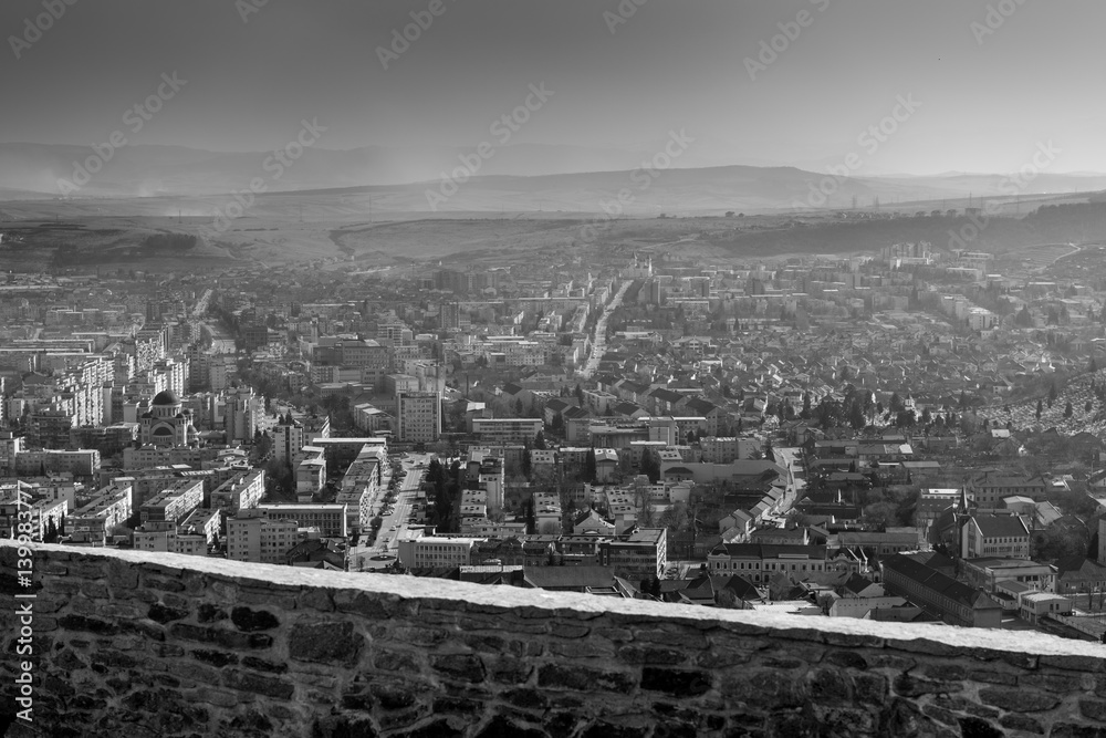 Amazing black and white view from the old medieval fortress
