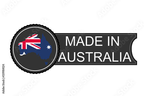 Made in Australia round logo, vector