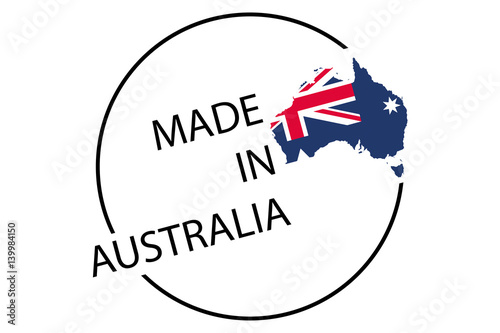 Made in Australia round logo, vector