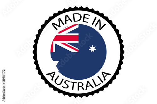 Made in Australia round logo, vector