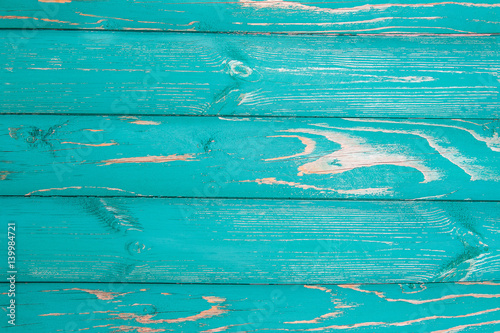 horizontal abstract background with blue painted boards aged by time  the fence