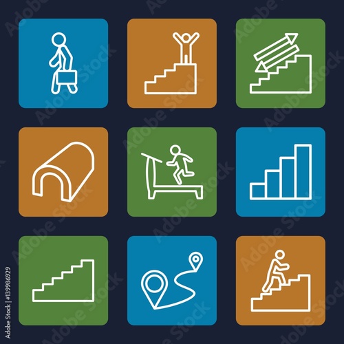 Set of 9 walk outline icons