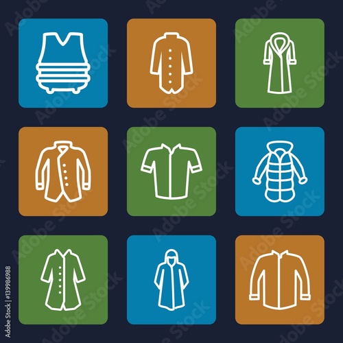 Set of 9 jacket outline icons