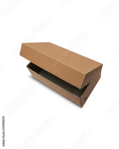 Cardboard box with lid isolated on white background