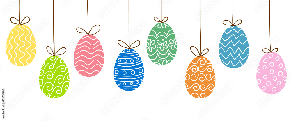 Fototapeta premium Easter eggs hanging