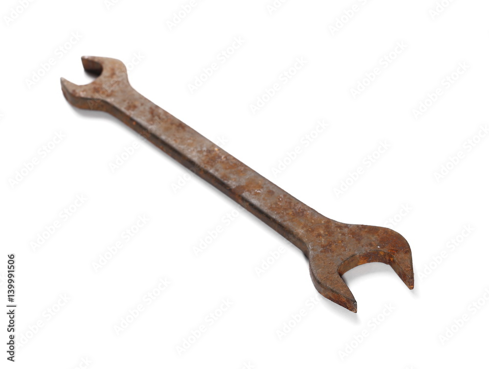 old rusty wrench isolated on white old rusty wrench isolated on white