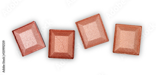 Beige shiny eyeshadow for make up as sample of cosmetic product