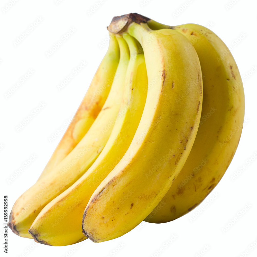 mature group of bananas on a white background, isolated mature group of bananas on a white background, isolated