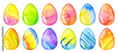 Funny Easter Eggs. Watercolor illustration © Kateryna