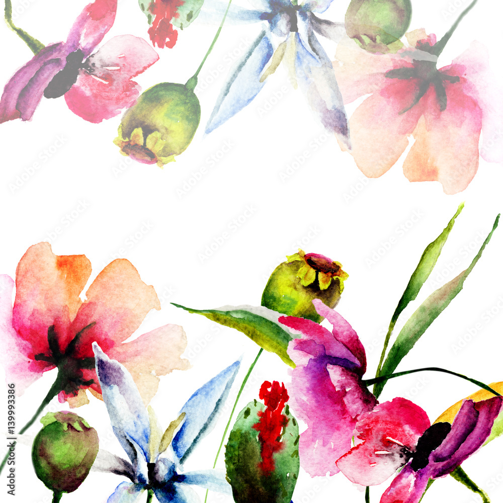 Original floral background with flowers
