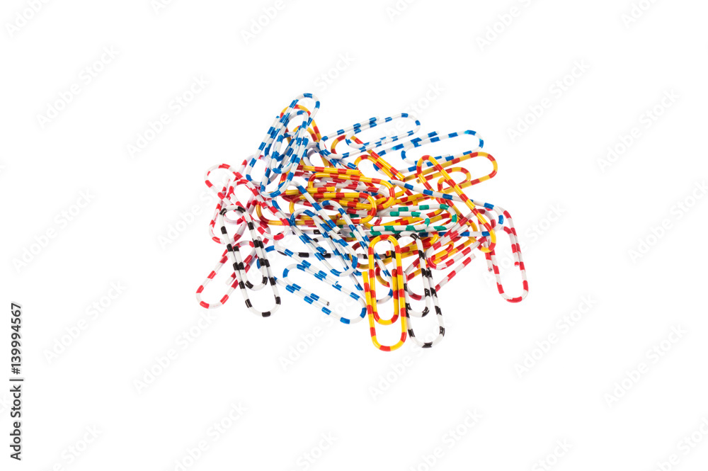 Colorful paper clip isolated on a white background