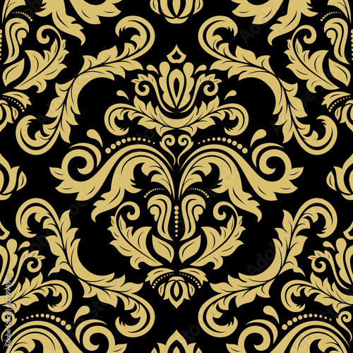 Classic seamless vector black and golden pattern. Traditional orient ornament. Classic vintage background