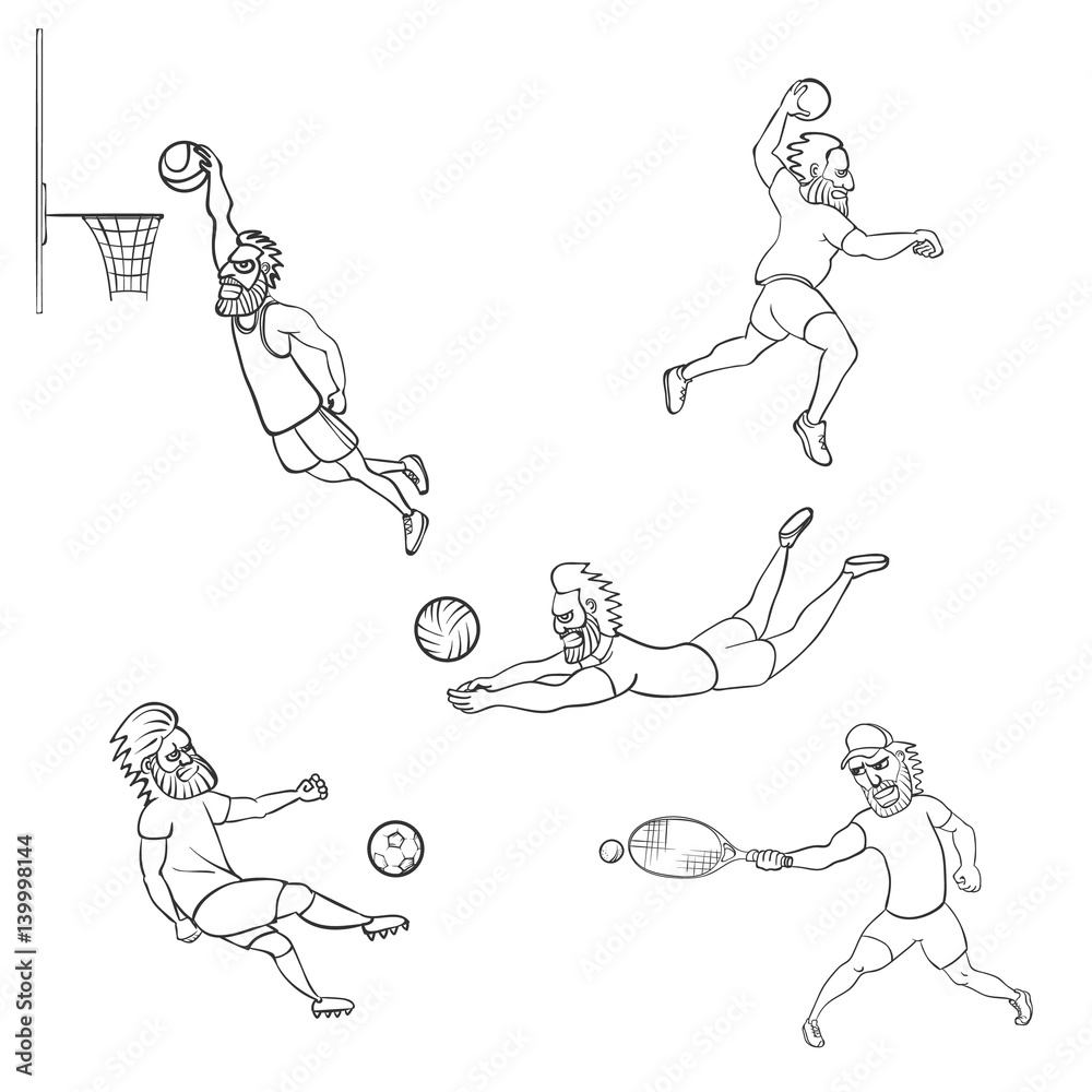 Set of athlete different sports Set of athlete different sports