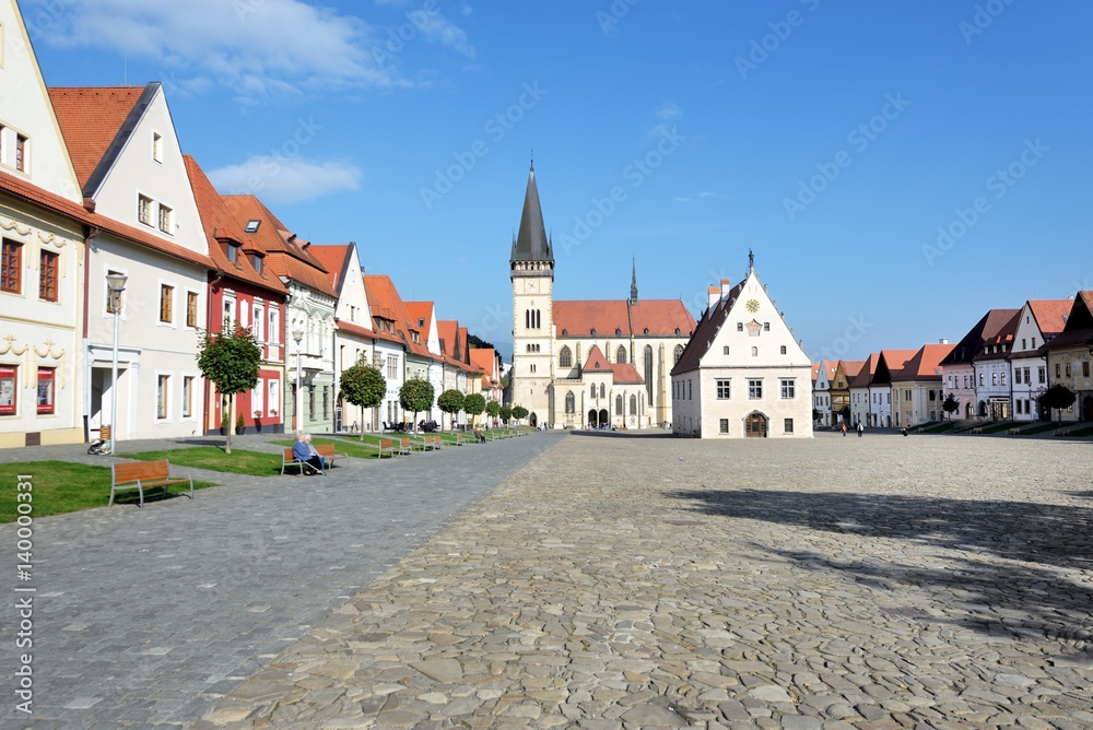 Old town square in Bardejov, Slovakia