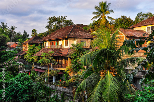 Houses in tropical forest in Ubud  Bali