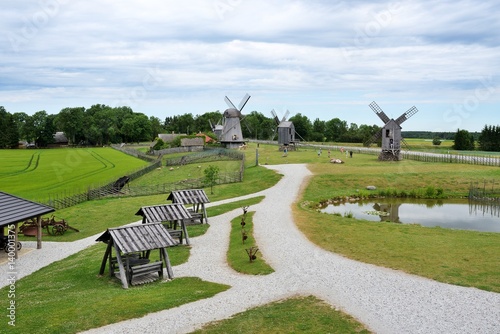 Windmills in Saarema, Estonia photo