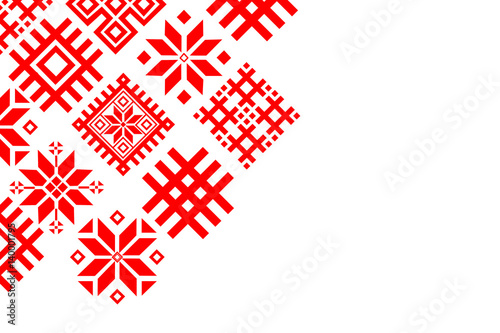 Belarusian national ornament of red runes on a white background photo