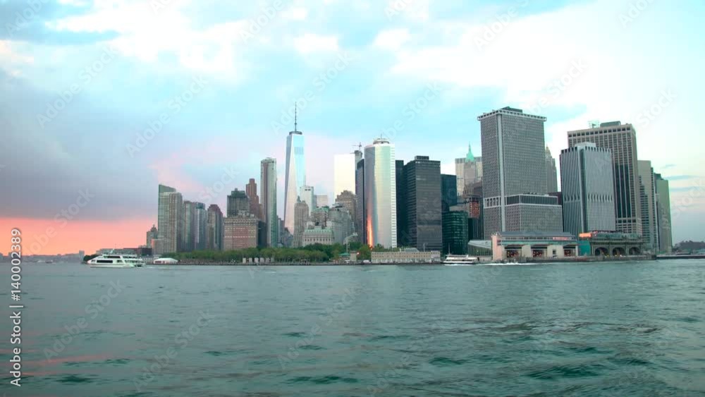 Lower Manhattan seen from Hudson River against sky during sunset
Lower Manhattan seen from Hudson River against sky during sunset