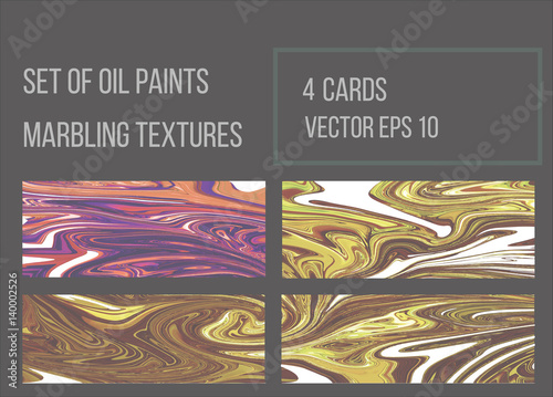 Set of vector marbled backgrounds.Oil paint texture.