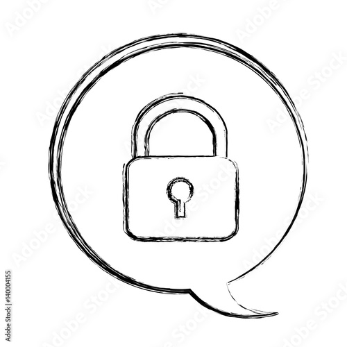 blurred contour dialogue box with silhouette padlock vector illustration