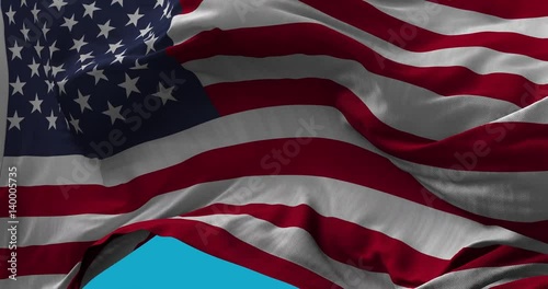 National Flag of the USA waving in the wind slow motion Seamless Loop Animation