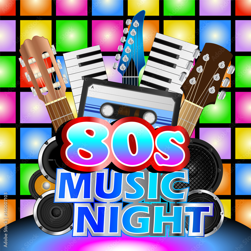 Eighties Music Night Stock Vector | Adobe Stock