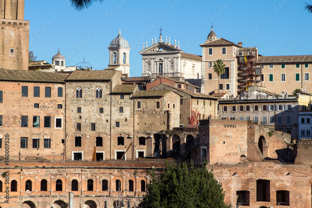 Trajan's Market and Torre delle Milizie in Rome, Italy