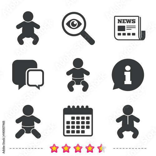 Newborn icons. Baby infants symbols.