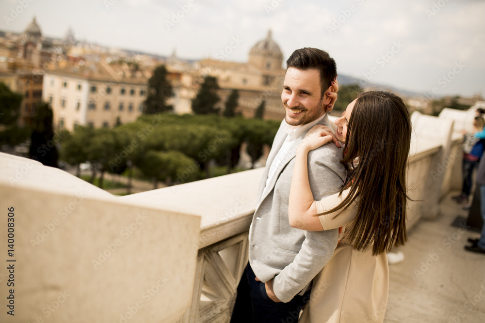 Loving couple in Rome, Italy