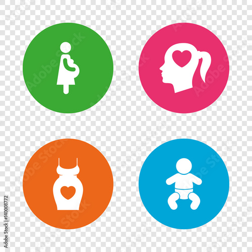 Maternity icons. Baby infant, pregnancy, dress.