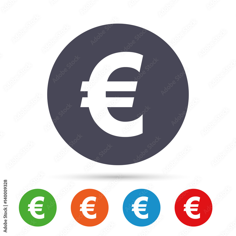 Euro sign icon. EUR currency symbol. Euro sign icon. EUR currency symbol.