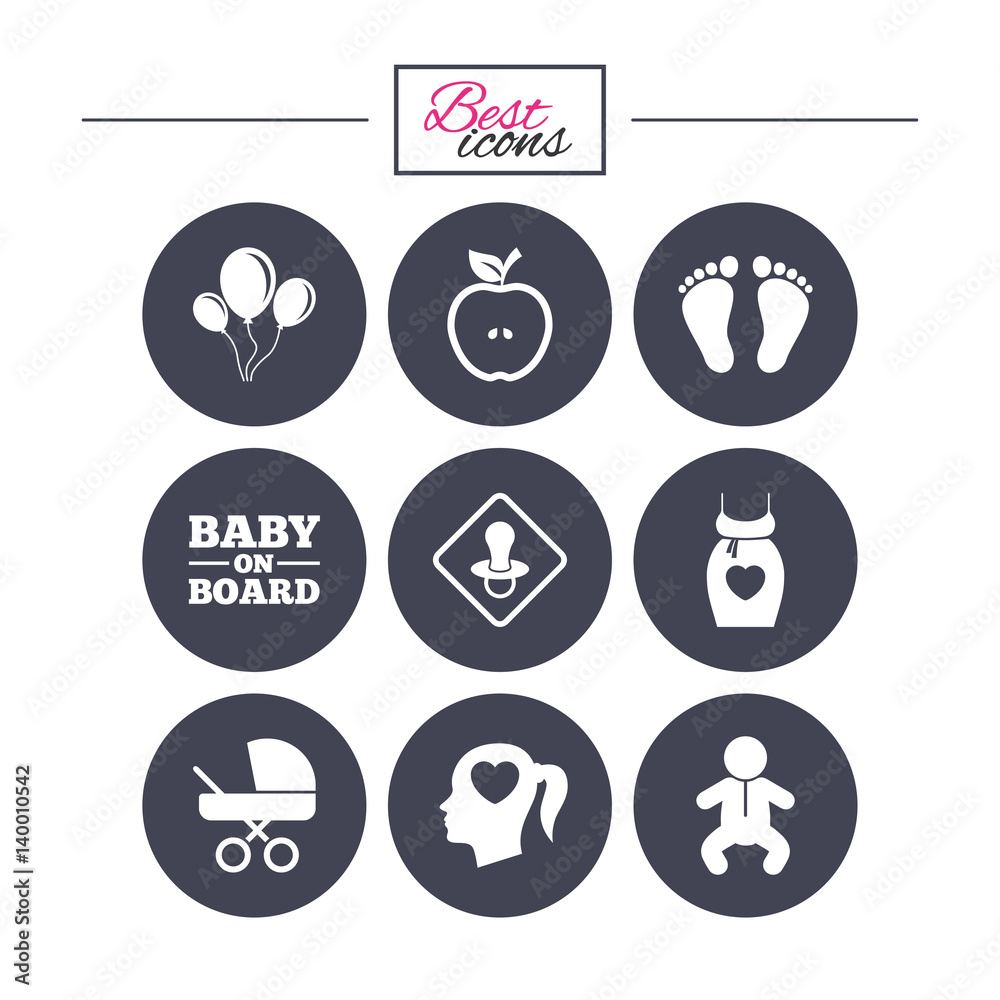 Pregnancy, maternity and baby care icons.